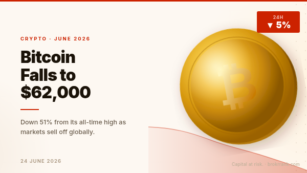 Bitcoin Price Falls to $62,000 — What It Means for Traders (June 2026)